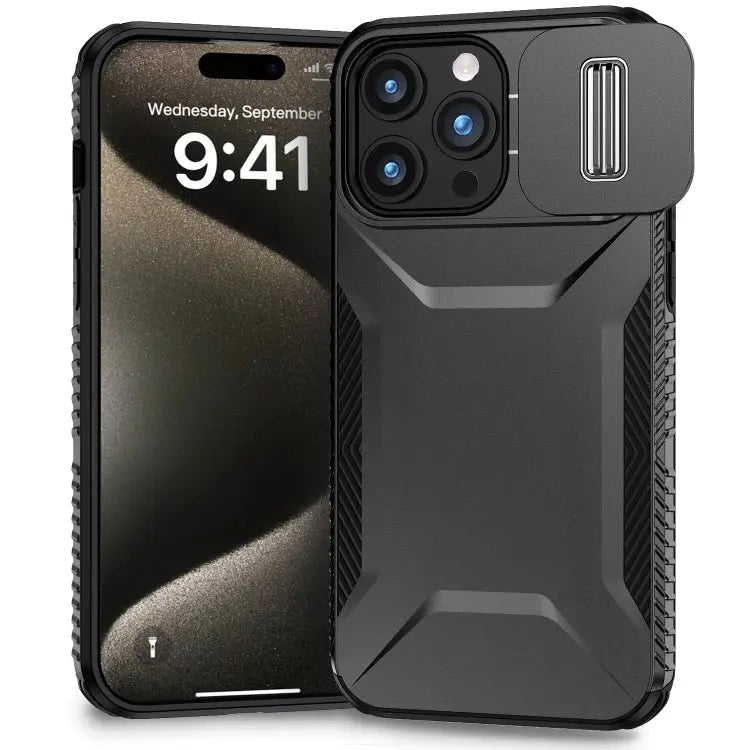 Sliding Camshield Phone Case For iPhone 14 / 13 For iPhone 14 Pro For iPhone 13 Pro Max - For iPhone 15 Pro / Black
