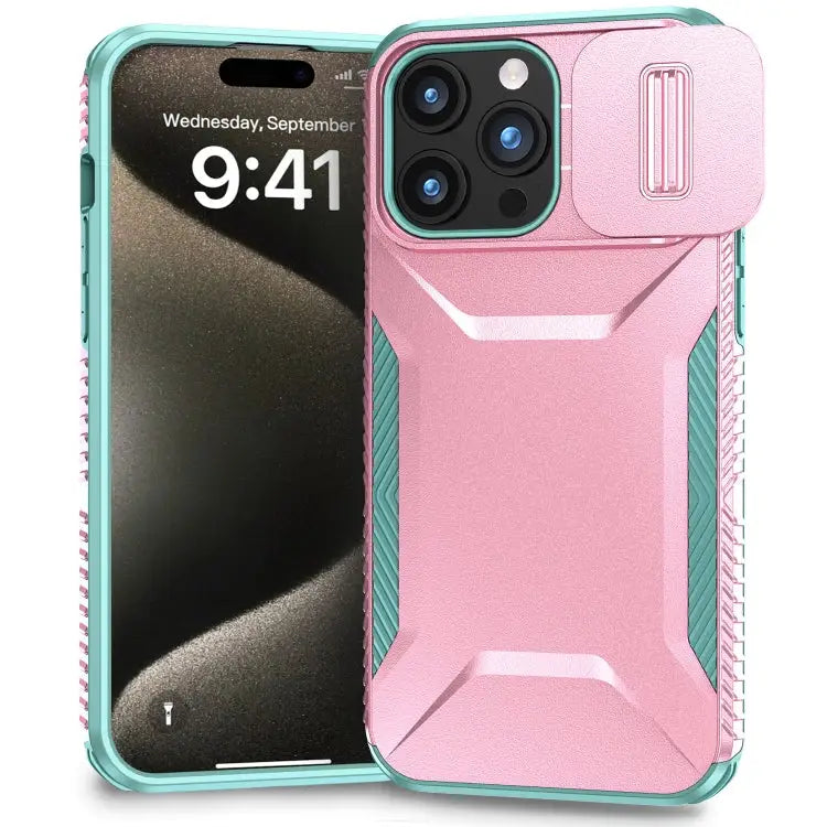 Sliding Camshield Phone Case For iPhone 14 / 13 For iPhone 14 Pro For iPhone 13 Pro Max - For iPhone 15 Pro / Pink