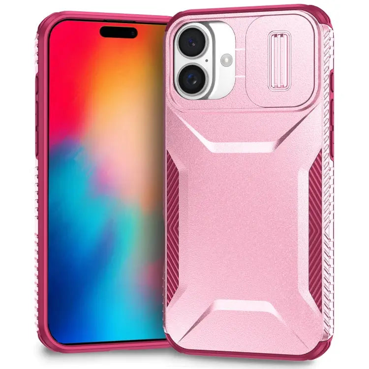 Sliding Camshield Phone Case For iPhone 15 Pro For iPhone 15 Plus For iPhone 15 - For iPhone 16 / Pink + Rose Red
