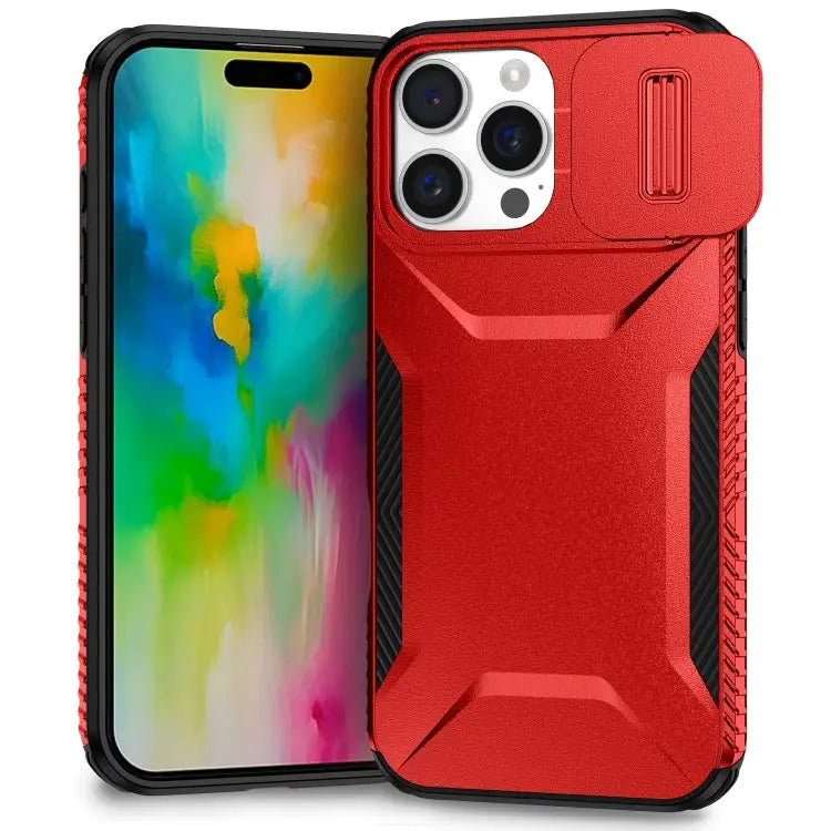 Sliding Camshield Phone Case For iPhone 15 Pro For iPhone 15 Plus For iPhone 15 - For iPhone 16 Pro / Red - Apple