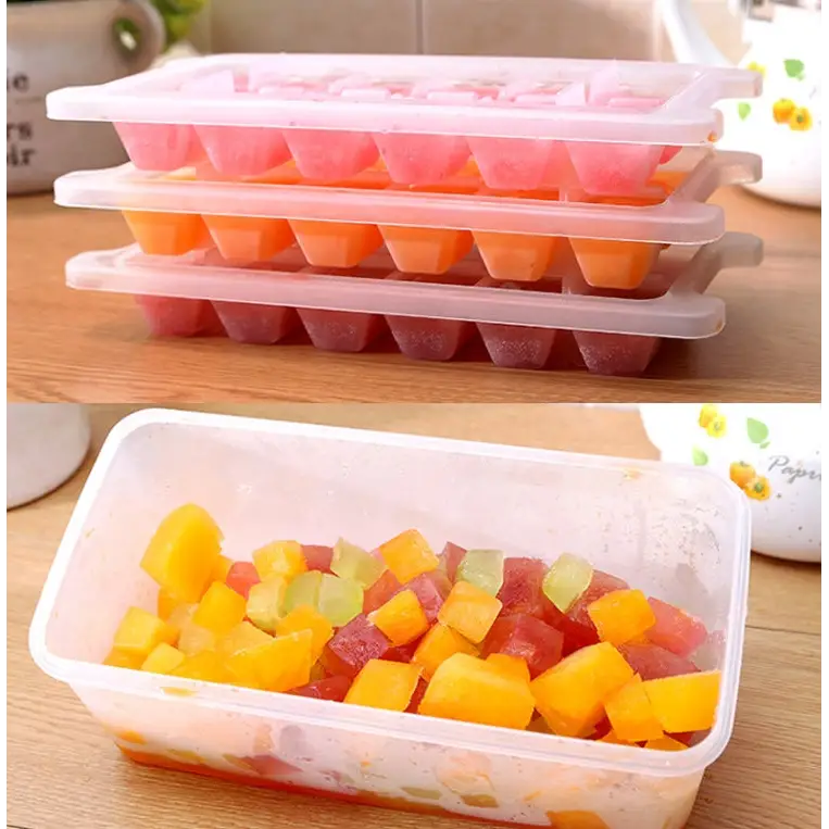 Small Square Ice Mold Trays Multi-layer Mold with Cover Ice Storage Box 2 Layers 2 Layers - 2 Layers