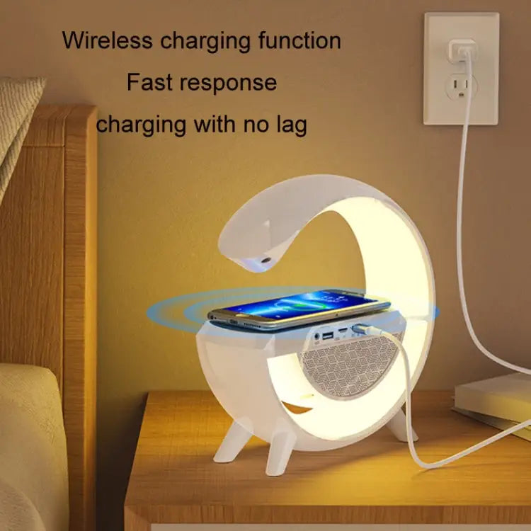 Smart Wireless Charging Ambient Light Bluetooth Speaker DH001 (White) - DH001 (White)