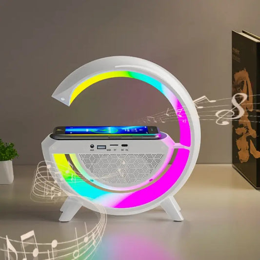 Smart Wireless Charging Ambient Light Bluetooth Speaker DH001 (White) - DH001 (White)