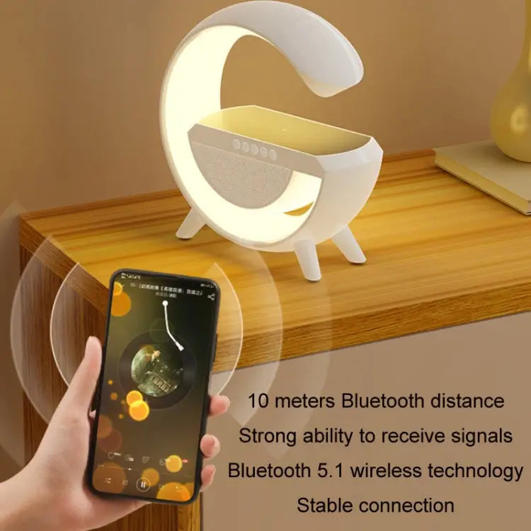 Smart Wireless Charging Ambient Light Bluetooth Speaker DH001 (White) - DH001 (White)