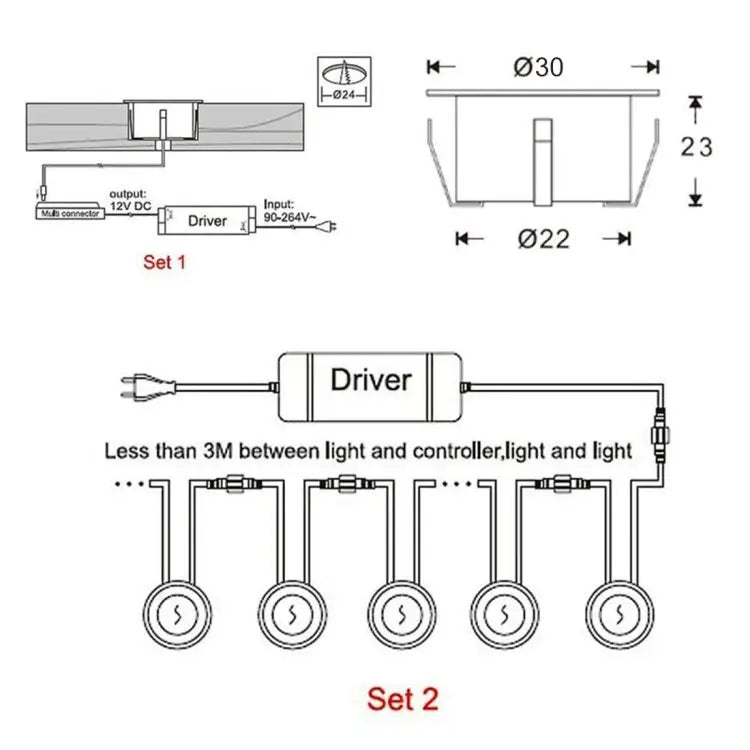 SMD 2835 500-600LM 4000-4500K Deck Light Buried Lamps LED Floor Light Wall Spotlight Cutout Size: 30x22mm - White Light