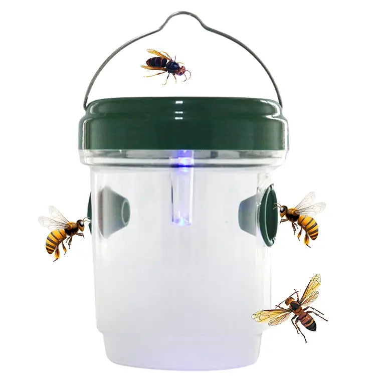 Solar Powered LED Fly Bee Trap Catcher Insect Control Tool Black - Black