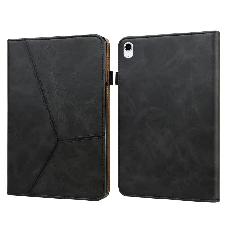 Solid Color Embossed Striped Leather Tablet Case For iPad 10th Gen 10.9 2022 - For iPad 10th Gen 10.9 2022 / Black