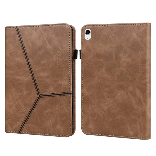 Solid Color Embossed Striped Leather Tablet Case For iPad 10th Gen 10.9 2022 - For iPad 10th Gen 10.9 2022 / Brown