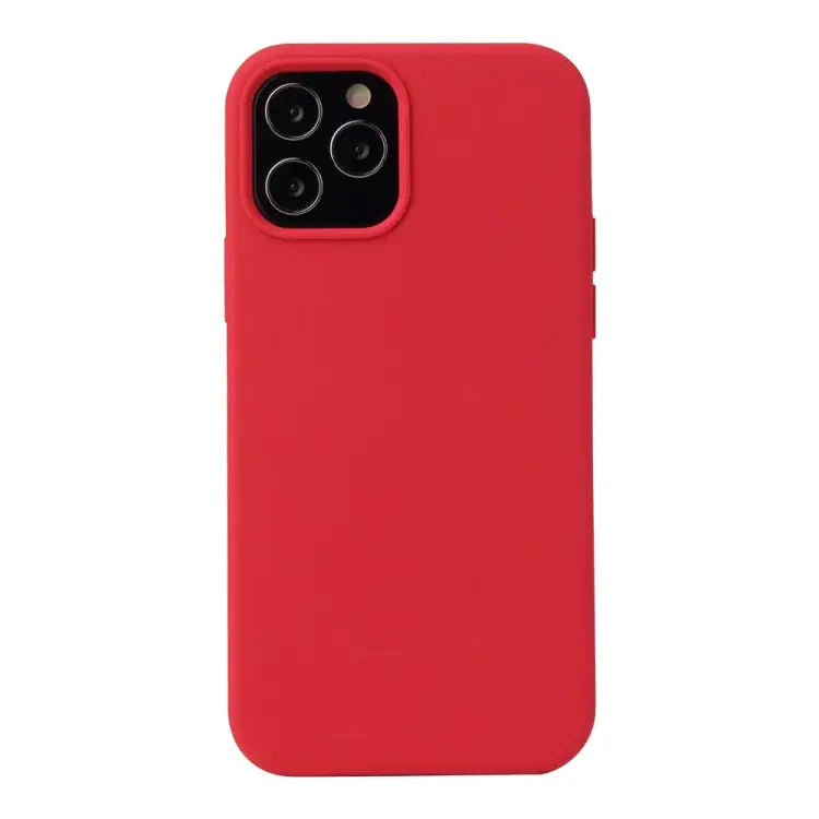 Solid Color Liquid Silicone Shockproof Protective Case For iPhone 12 Pro Max - For iPhone 12 Pro Max / Carmine - Apple