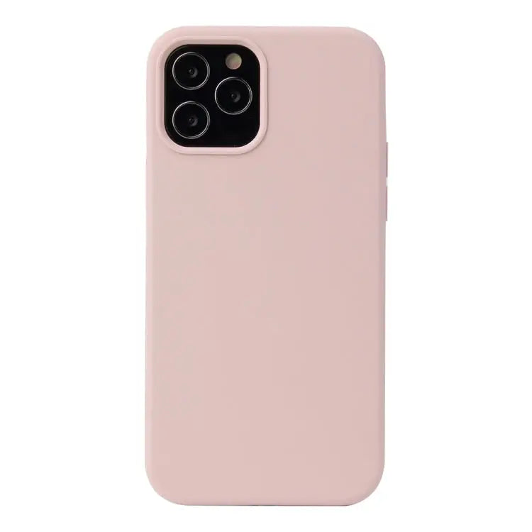 Solid Color Liquid Silicone Shockproof Protective Case For iPhone 12 Pro Max - For iPhone 12 Pro Max / Sand Pink