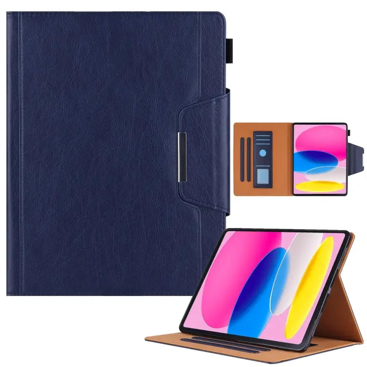 Solid Color Metal Buckle Leather Smart Tablet Case For iPad 10th Gen 10.9 2022 - For iPad 10th Gen 10.9 2022 / Royal