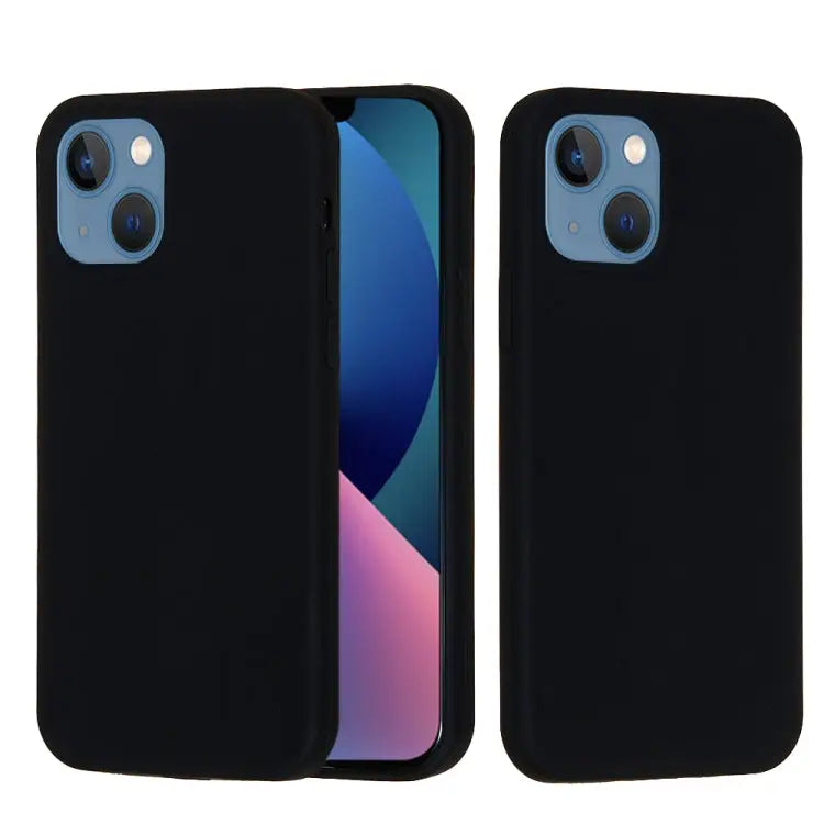 Solid Color Silicone Phone Case For iPhone 14 For iPhone 14 Plus - For iPhone 14 Plus / Black - Apple Accessories