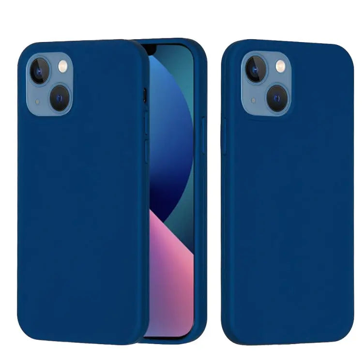 Solid Color Silicone Phone Case For iPhone 14 For iPhone 14 Plus - For iPhone 14 Plus / Cobalt Blue - Apple Accessories