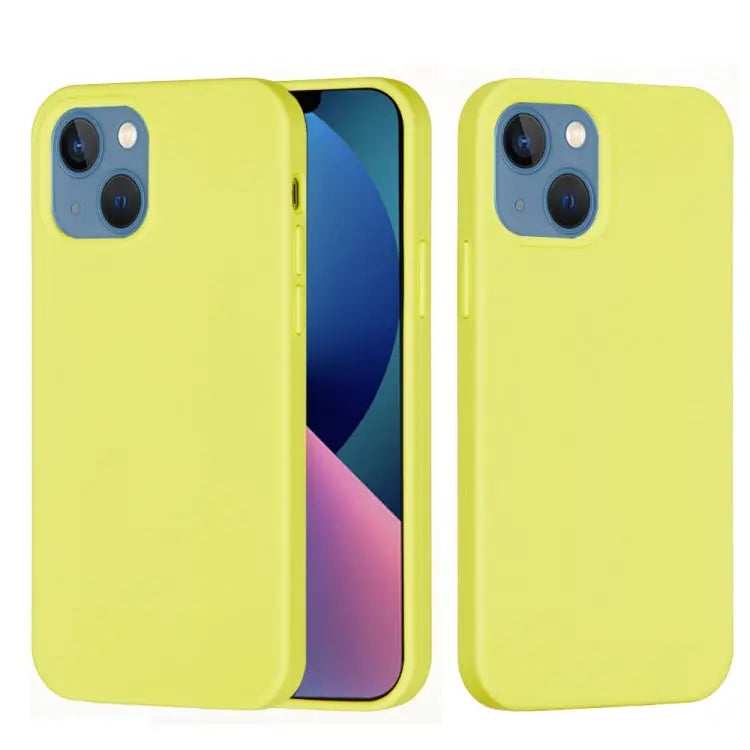 Solid Color Silicone Phone Case For iPhone 14 For iPhone 14 Plus - For iPhone 14 / Lemon Yellow - Apple Accessories