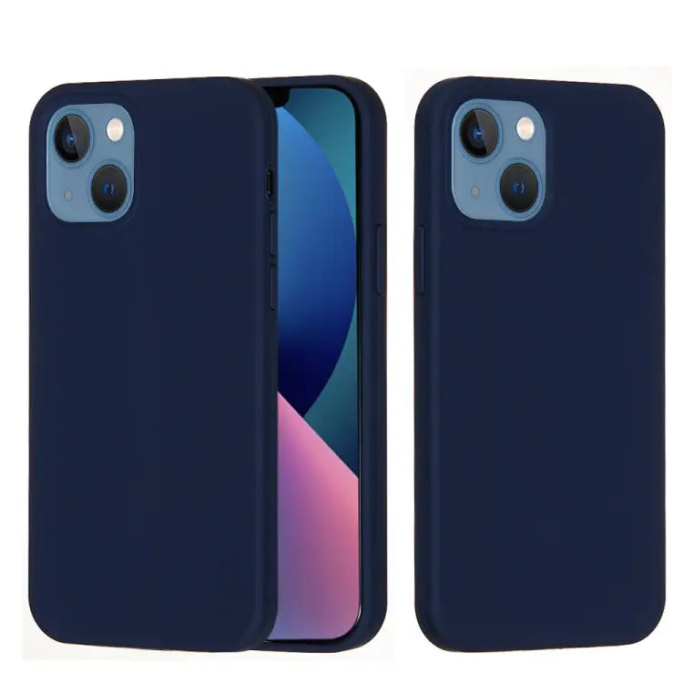 Solid Color Silicone Phone Case For iPhone 14 For iPhone 14 Plus - For iPhone 14 / Midnight Blue - Apple Accessories