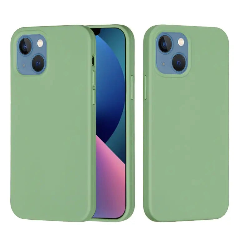 Solid Color Silicone Phone Case For iPhone 14 For iPhone 14 Plus - For iPhone 14 Plus / Mint Green - Apple Accessories