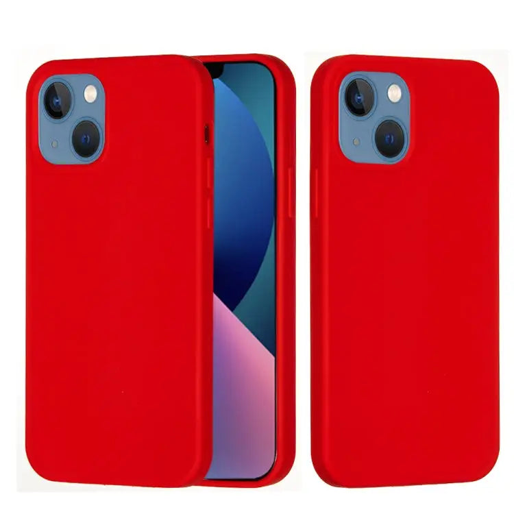 Solid Color Silicone Phone Case For iPhone 14 For iPhone 14 Plus - For iPhone 14 Plus / Red - Apple Accessories