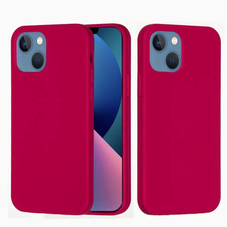 Solid Color Silicone Phone Case For iPhone 14 For iPhone 14 Plus - For iPhone 14 / Rose Red - Apple Accessories