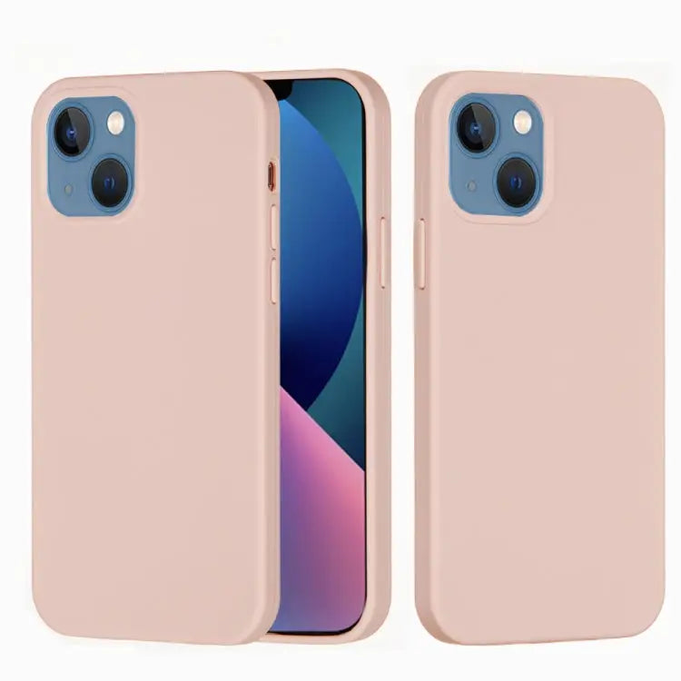 Solid Color Silicone Phone Case For iPhone 14 For iPhone 14 Plus - For iPhone 14 / Sand Pink - Apple Accessories