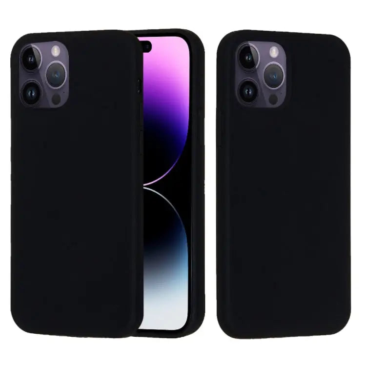 Solid Color Silicone Phone Case For iPhone 14 Pro For iPhone 14 Pro Max - For iPhone 14 Pro Max / Black - Apple