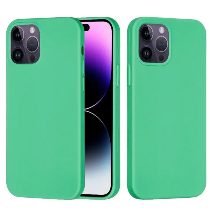 Solid Color Silicone Phone Case For iPhone 14 Pro For iPhone 14 Pro Max - For iPhone 14 Pro Max / Green - Apple