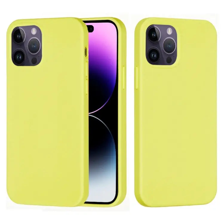 Solid Color Silicone Phone Case For iPhone 14 Pro For iPhone 14 Pro Max - For iPhone 14 Pro Max / Lemon Yellow - Apple