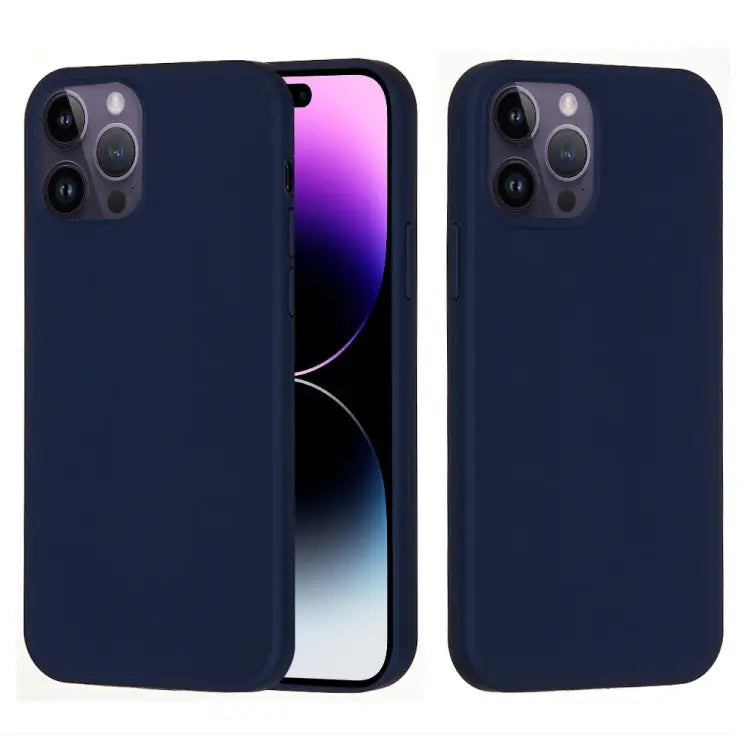Solid Color Silicone Phone Case For iPhone 14 Pro For iPhone 14 Pro Max - For iPhone 14 Pro / Midnight Blue - Apple