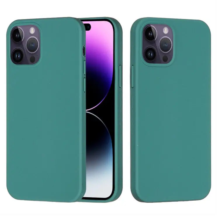 Solid Color Silicone Phone Case For iPhone 14 Pro For iPhone 14 Pro Max - For iPhone 14 Pro Max / Pine Needle Green