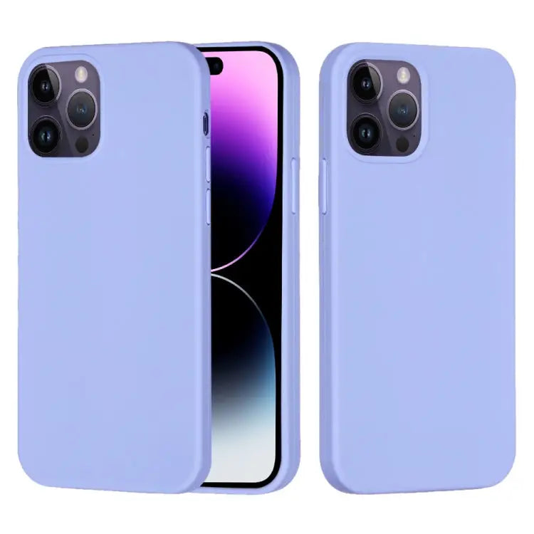 Solid Color Silicone Phone Case For iPhone 14 Pro For iPhone 14 Pro Max - For iPhone 14 Pro Max / Purple - Apple