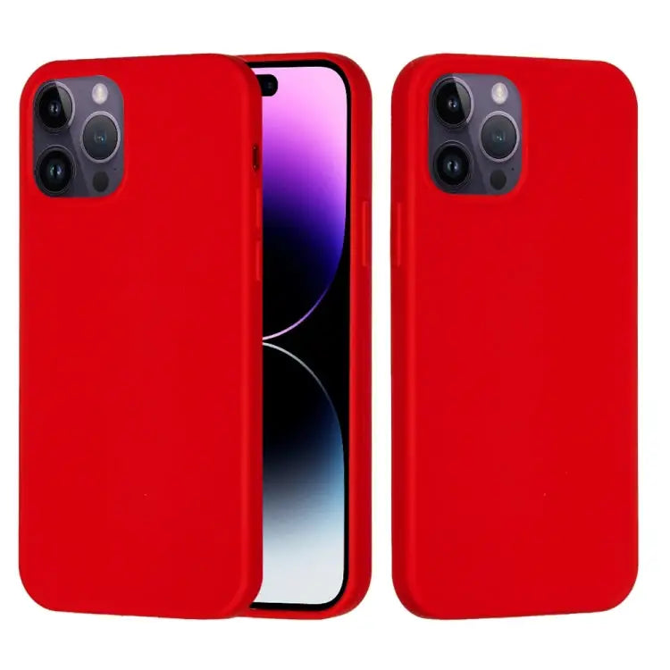 Solid Color Silicone Phone Case For iPhone 14 Pro For iPhone 14 Pro Max - For iPhone 14 Pro / Red - Apple Accessories