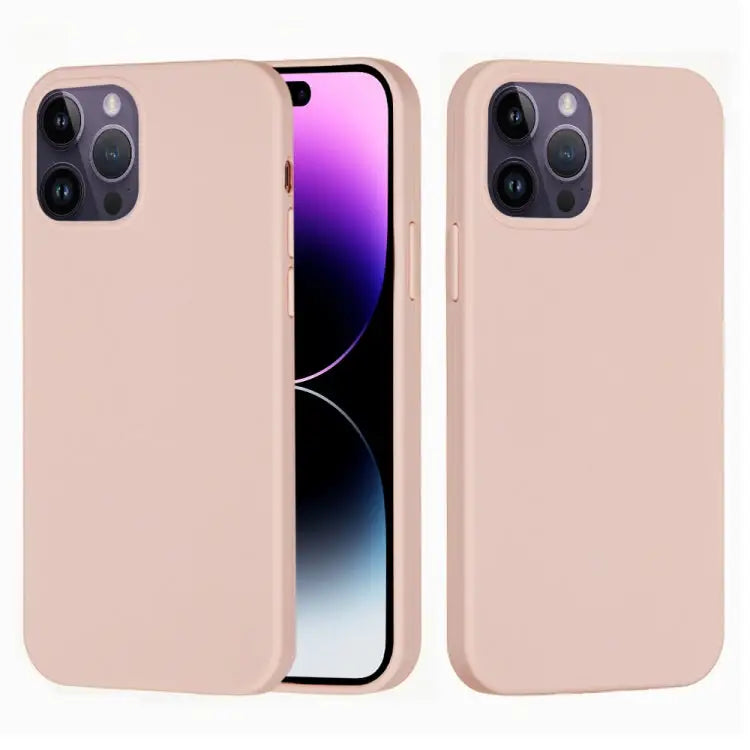 Solid Color Silicone Phone Case For iPhone 14 Pro For iPhone 14 Pro Max - For iPhone 14 Pro / Sand Pink - Apple