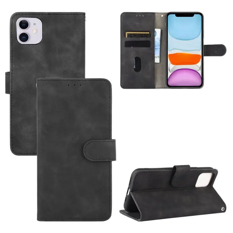 Solid Color Skin Feel Magnetic Buckle Horizontal Flip Calf Texture PU Leather Case with Holder & Card Slots & Wallet