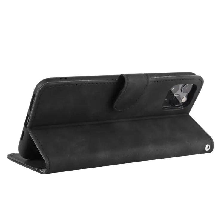 Solid Color Skin Feel Magnetic Buckle Horizontal Flip Calf Texture PU Leather Case with Holder & Card Slots & Wallet