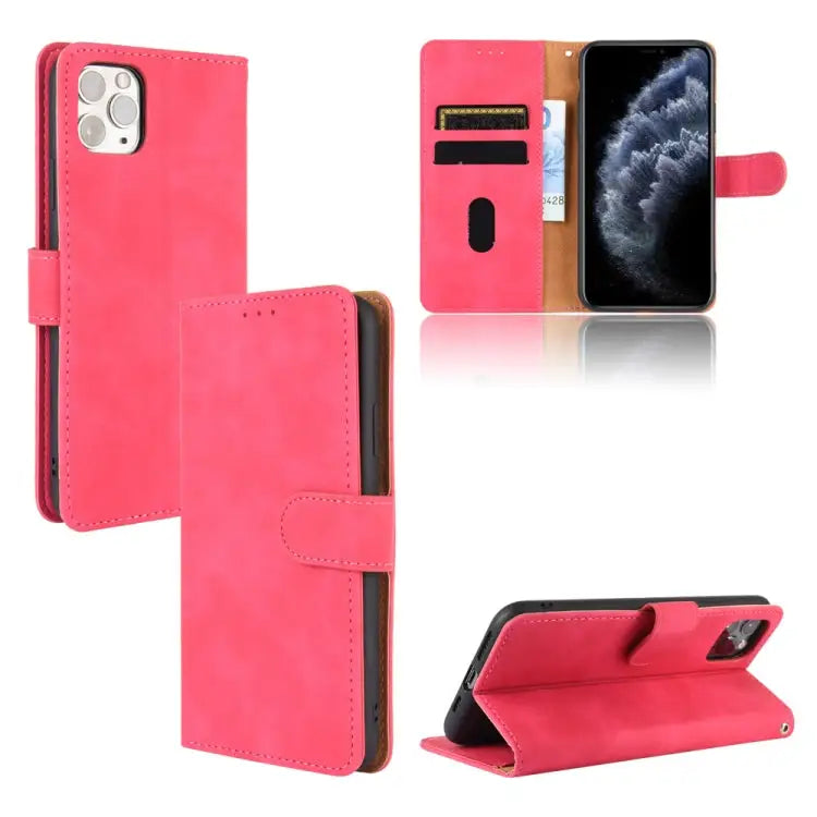 Solid Color Skin Feel Magnetic Buckle Horizontal Flip Calf Texture PU Leather Case with Holder & Card Slots & Wallet