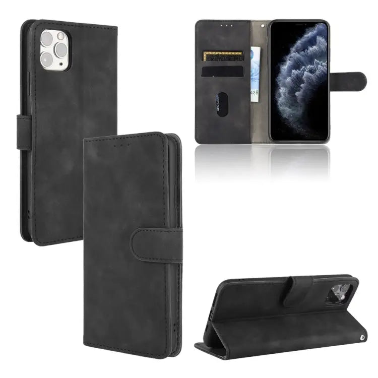 Solid Color Skin Feel Magnetic Buckle Horizontal Flip Calf Texture PU Leather Case with Holder & Card Slots & Wallet