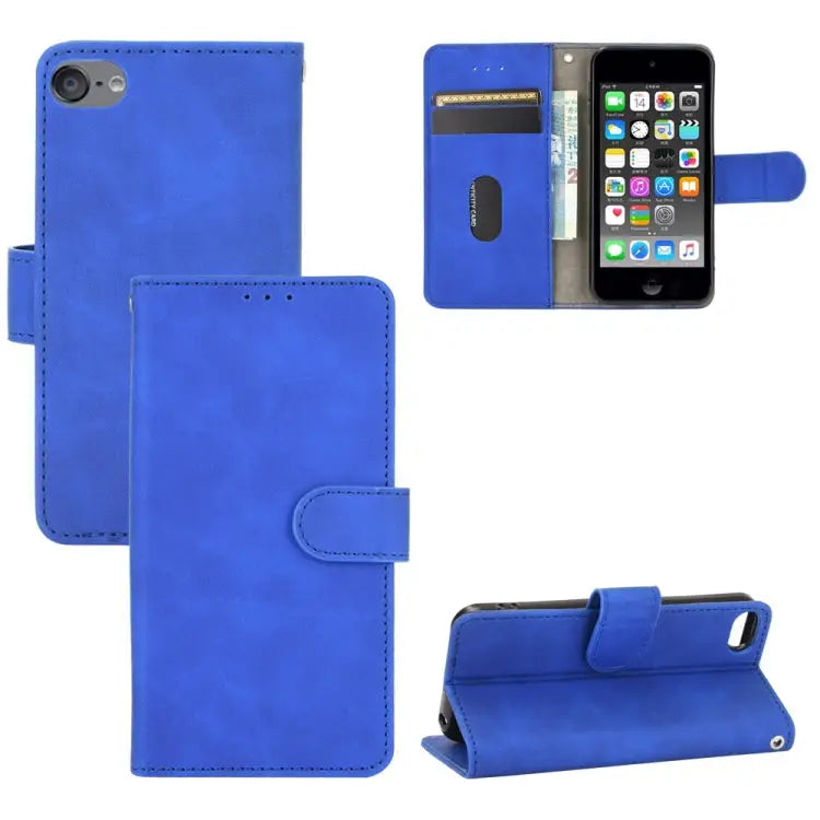 Solid Color Skin Feel Magnetic Buckle Horizontal Flip Calf Texture PU Leather Case with Holder & Card Slots & Wallet