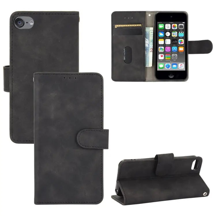 Solid Color Skin Feel Magnetic Buckle Horizontal Flip Calf Texture PU Leather Case with Holder & Card Slots & Wallet