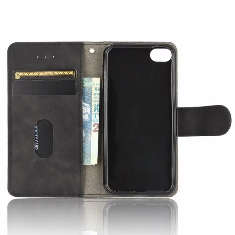 Solid Color Skin Feel Magnetic Buckle Horizontal Flip Calf Texture PU Leather Case with Holder & Card Slots & Wallet