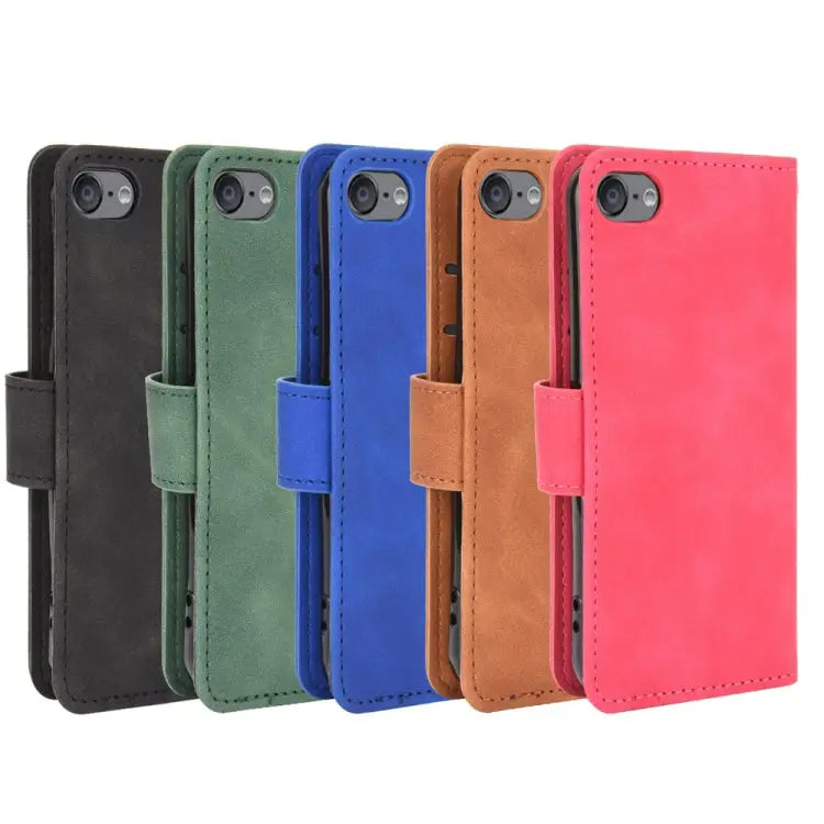 Solid Color Skin Feel Magnetic Buckle Horizontal Flip Calf Texture PU Leather Case with Holder & Card Slots & Wallet