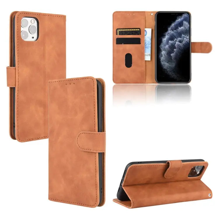 Solid Color Skin Feel Magnetic Buckle Horizontal Flip Calf Texture PU Leather Case with Holder & Card Slots & Wallet