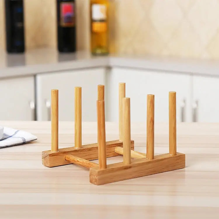 Solid Wood Dish Drip Rack Plate Holder Size: 14x12x10cm 3 Grid - 3 Grid