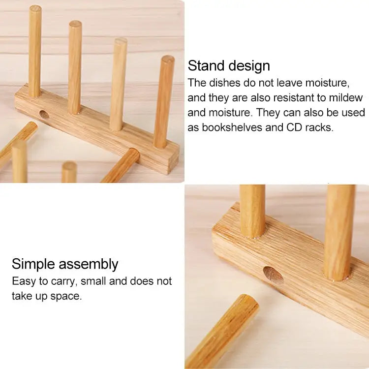 Solid Wood Dish Drip Rack Plate Holder Size: 14x12x10cm 3 Grid - 3 Grid
