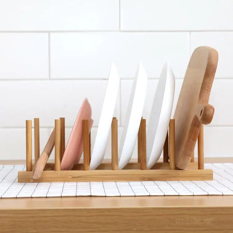 Solid Wood Dish Drip Rack Plate Holder Size: 30x12x10cm 6 Grid - 6 Grid