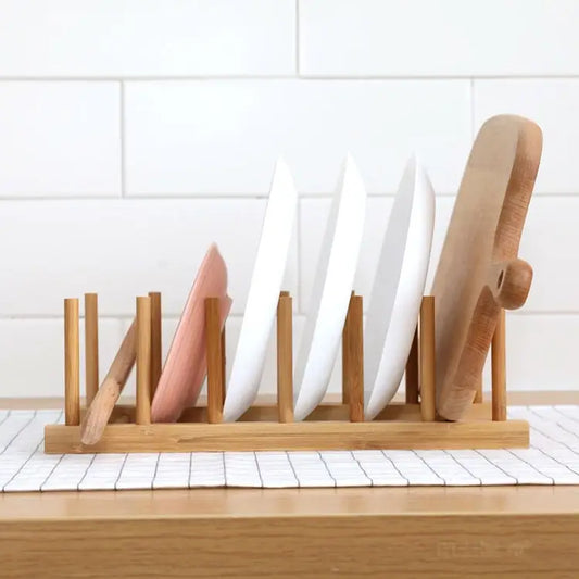 Solid Wood Dish Drip Rack Plate Holder Size: 30x12x10cm 6 Grid - 6 Grid