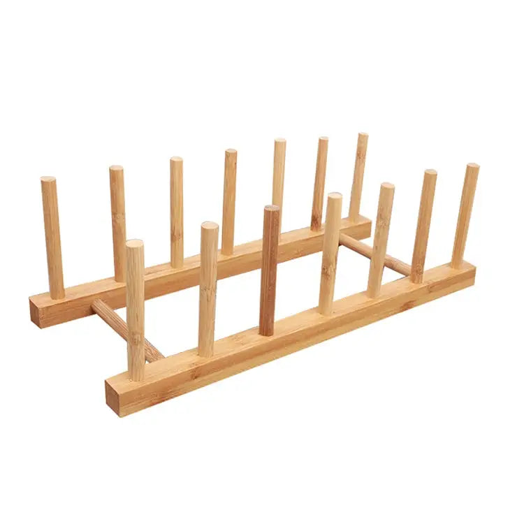 Solid Wood Dish Drip Rack Plate Holder Size: 30x12x10cm 6 Grid - 6 Grid