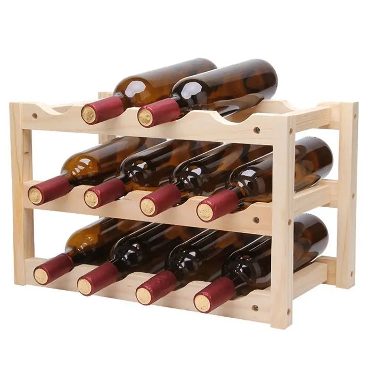 Solid Wood Folding 12-bottle Wine Display Rack Multi-layer Wine Rack Size: 46x24x28cm Multi-layer Wine Rack