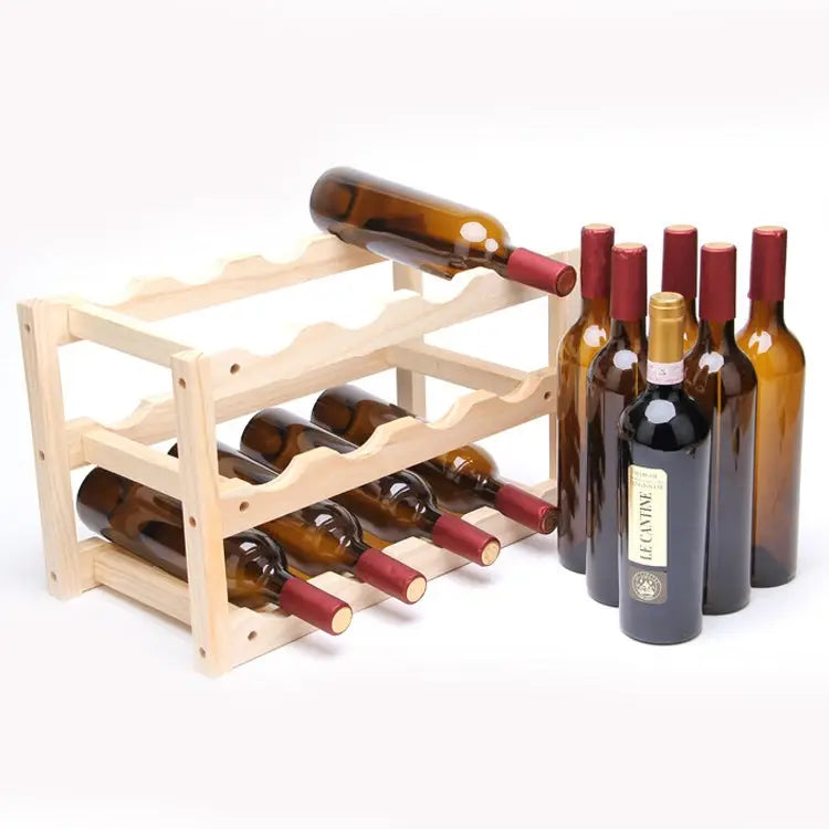 Solid Wood Folding 12-bottle Wine Display Rack Multi-layer Wine Rack Size: 46x24x28cm Multi-layer Wine Rack