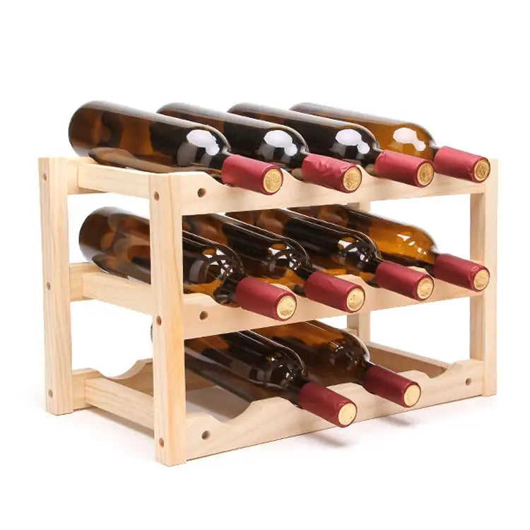 Solid Wood Folding 12-bottle Wine Display Rack Multi-layer Wine Rack Size: 46x24x28cm Multi-layer Wine Rack