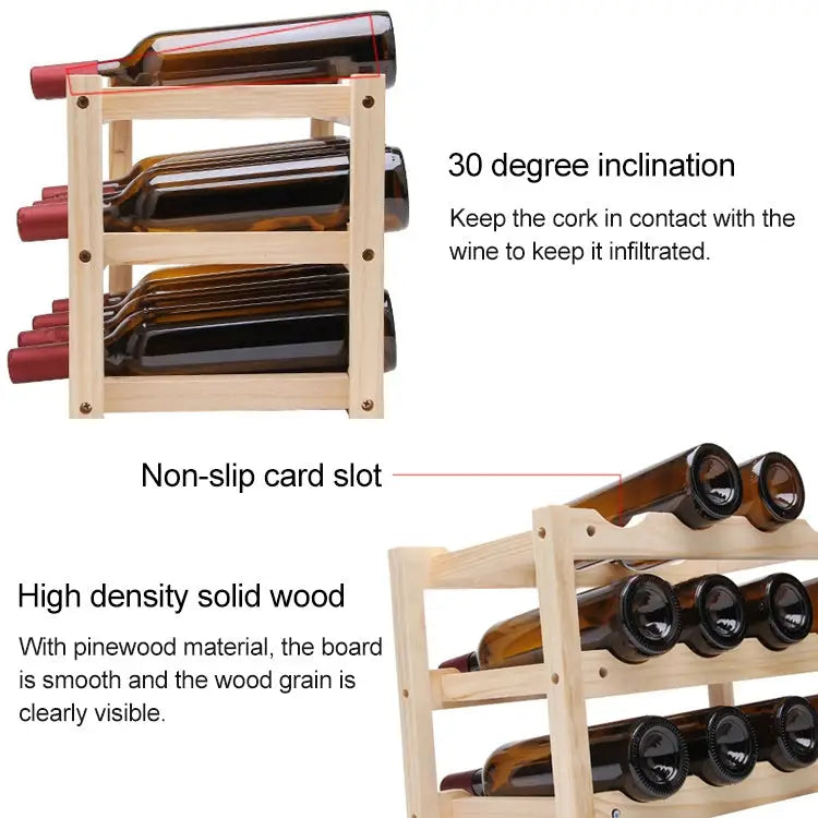 Solid Wood Folding 12-bottle Wine Display Rack Multi-layer Wine Rack Size: 46x24x28cm Multi-layer Wine Rack