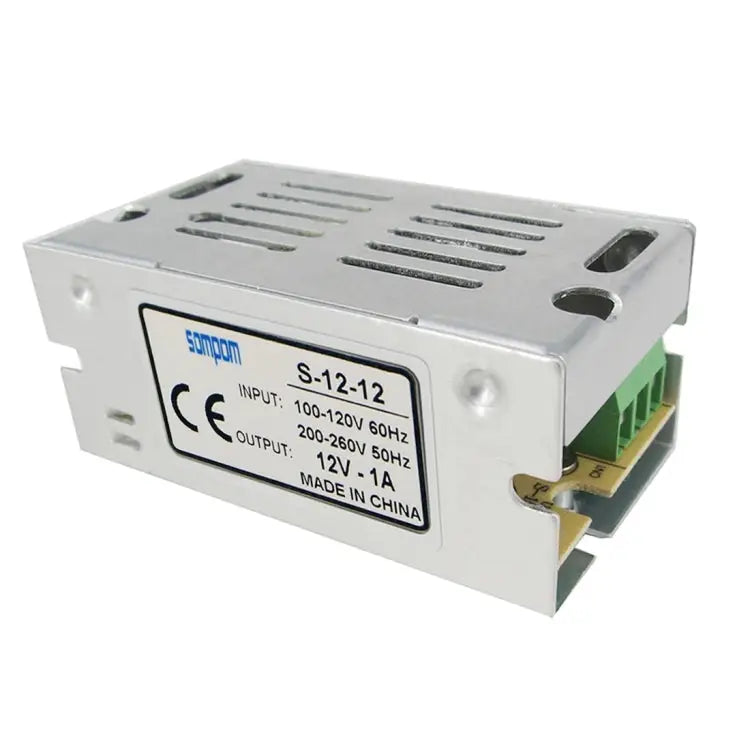 SOMPOM S-12-12 12W 12V 1A Iron Shell Driver LED Light Strip Lighting Monitor Power Supply 12W 1A - 12W 1A